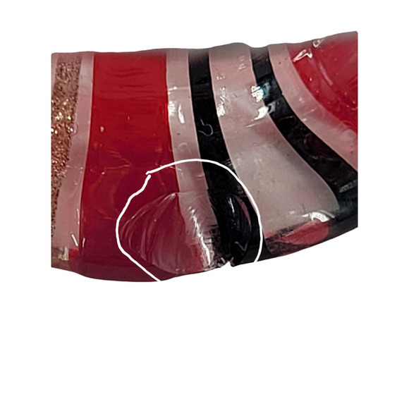 Murano Campenella Red Gold Glitter Striped Vintage‎ Glass Perfume Bottle - Picture 9 of 10